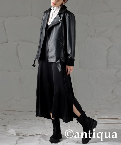 antiqua（アンティカ）の「マットな風合い、上質なライダースジャケット！（ライダースジャケット・レディース・ブラック・M/L）」の3枚目の写真