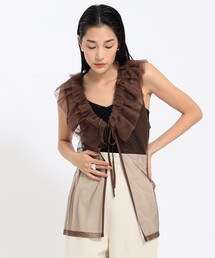 Ray BEAMS | Ray BEAMS / チュール フリルカラー ノースリーブ トップス(タンクトップ)