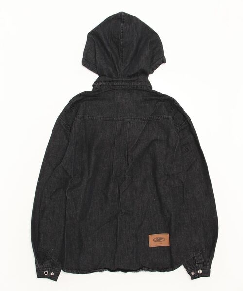 ANOTHERYOUTH(アナザーユース)の「【ANOTHER YOUTH/アナザーユース】denim hood shirts/ デニム フード シャツ デニムシャツ(シャツ/ブラウス・メンズ・ブラック/ブルー・ONE SIZE)」の3枚目の写真