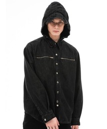 ANOTHERYOUTH | 【ANOTHER YOUTH/アナザーユース】denim hood shirts/デニム フード シャツ デニムシャツ ジップポケット ドローコード 春服 羽織可(シャツ/ブラウス)