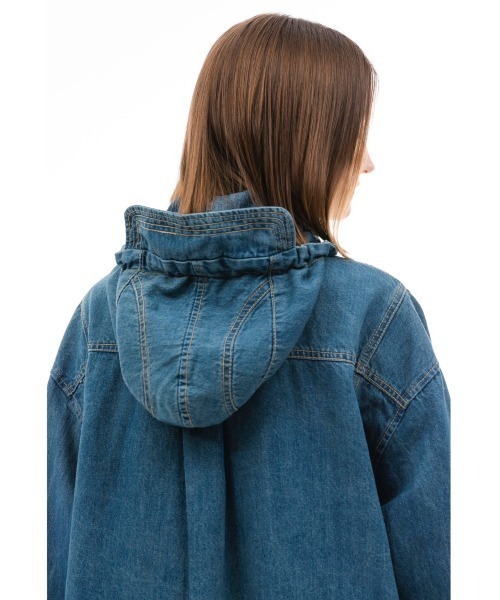 ANOTHERYOUTH(アナザーユース)の「【ANOTHER YOUTH/アナザーユース】denim hood shirts/ デニム フード シャツ デニムシャツ(シャツ/ブラウス・メンズ・ブラック/ブルー・ONE SIZE)」の12枚目の写真