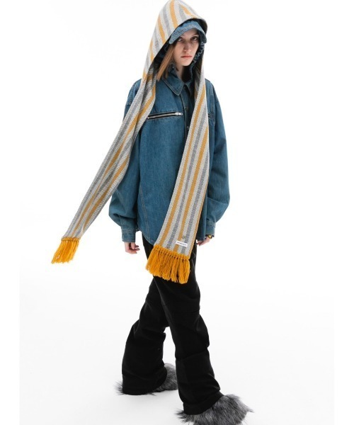 ANOTHERYOUTH(アナザーユース)の「【ANOTHER YOUTH/アナザーユース】denim hood shirts/ デニム フード シャツ デニムシャツ(シャツ/ブラウス・メンズ・ブラック/ブルー・ONE SIZE)」の10枚目の写真