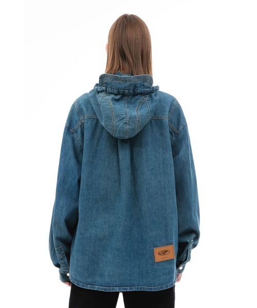 ANOTHERYOUTH(アナザーユース)の「【ANOTHER YOUTH/アナザーユース】denim hood shirts/ デニム フード シャツ デニムシャツ(シャツ/ブラウス・メンズ・ブラック/ブルー・ONE SIZE)」の15枚目の写真
