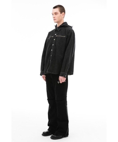 ANOTHERYOUTH(アナザーユース)の「【ANOTHER YOUTH/アナザーユース】denim hood shirts/ デニム フード シャツ デニムシャツ(シャツ/ブラウス・メンズ・ブラック/ブルー・ONE SIZE)」の19枚目の写真