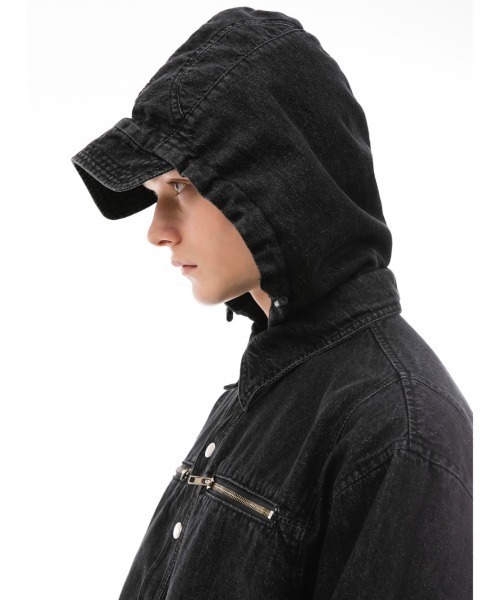 ANOTHERYOUTH(アナザーユース)の「【ANOTHER YOUTH/アナザーユース】denim hood shirts/ デニム フード シャツ デニムシャツ(シャツ/ブラウス・メンズ・ブラック/ブルー・ONE SIZE)」の21枚目の写真