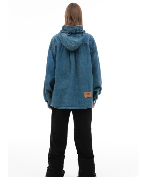 ANOTHERYOUTH(アナザーユース)の「【ANOTHER YOUTH/アナザーユース】denim hood shirts/ デニム フード シャツ デニムシャツ(シャツ/ブラウス・メンズ・ブラック/ブルー・ONE SIZE)」の18枚目の写真