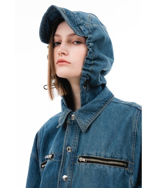 ANOTHERYOUTH(アナザーユース)の「【ANOTHER YOUTH/アナザーユース】denim hood shirts/ デニム フード シャツ デニムシャツ(シャツ/ブラウス・メンズ・ブラック/ブルー・ONE SIZE)」の17枚目の写真