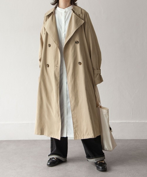 Chillfar（チルファー）の「キャンディ袖BIGトレンチコート（トレンチコート・レディース・グレイッシュベージュ/カーキ/グレー/ベージュ/サンドベージュ/マスタード・MEDIUM/LARGE）」の14枚目の写真