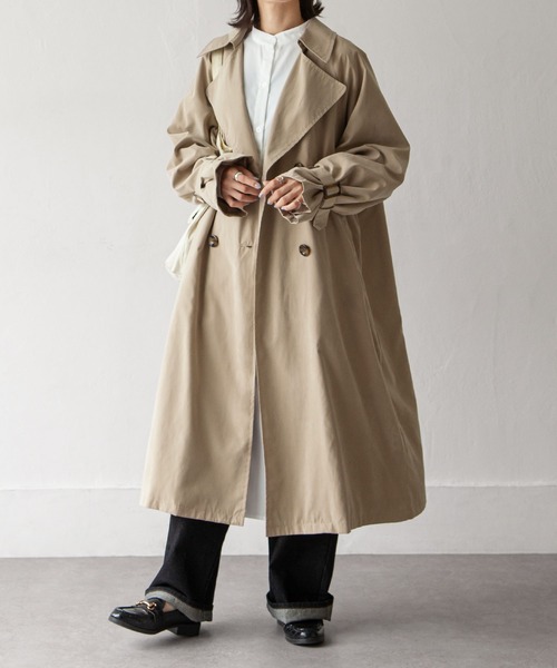 Chillfar（チルファー）の「キャンディ袖BIGトレンチコート（トレンチコート・レディース・グレイッシュベージュ/カーキ/グレー/ベージュ/サンドベージュ/マスタード・MEDIUM/LARGE）」の15枚目の写真