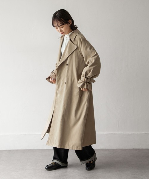 Chillfar（チルファー）の「キャンディ袖BIGトレンチコート（トレンチコート・レディース・グレイッシュベージュ/カーキ/グレー/ベージュ/サンドベージュ/マスタード・MEDIUM/LARGE）」の16枚目の写真