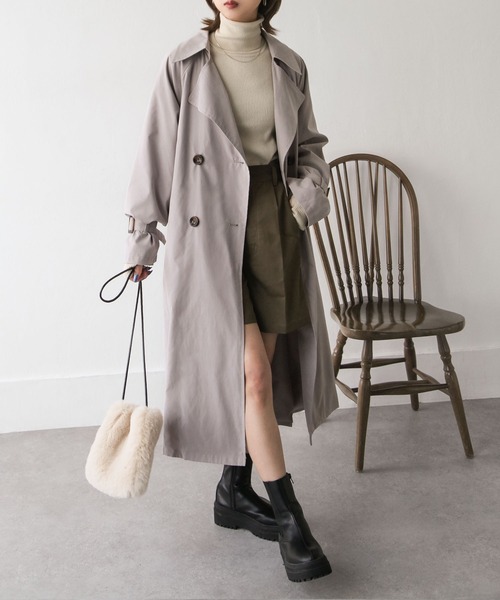 Chillfar（チルファー）の「キャンディ袖BIGトレンチコート（トレンチコート・レディース・グレイッシュベージュ/カーキ/グレー/ベージュ/サンドベージュ/マスタード・MEDIUM/LARGE）」の22枚目の写真