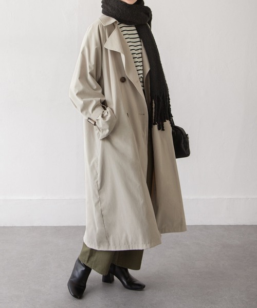 Chillfar（チルファー）の「キャンディ袖BIGトレンチコート（トレンチコート・レディース・グレイッシュベージュ/カーキ/グレー/ベージュ/サンドベージュ/マスタード・MEDIUM/LARGE）」の7枚目の写真
