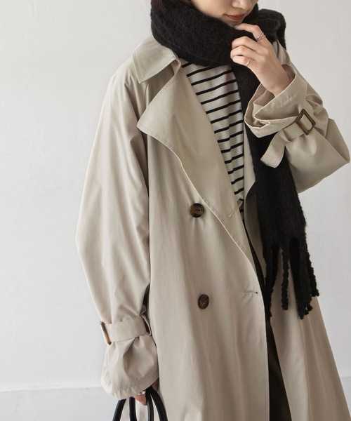 Chillfar（チルファー）の「キャンディ袖BIGトレンチコート（トレンチコート・レディース・グレイッシュベージュ/カーキ/グレー/ベージュ/サンドベージュ/マスタード・MEDIUM/LARGE）」の11枚目の写真