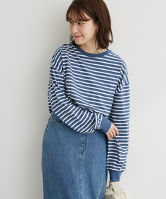 ラメボーダー クルーネックBigプルオーバー（Tシャツ/カットソー