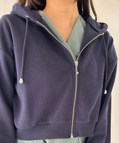 REDYAZEL（レディアゼル）の「ドルマンジップパーカー（パーカー・レディース・オフホワイト/サックスブルー/ネイビー/オレンジ・FREE）」の7枚目の写真