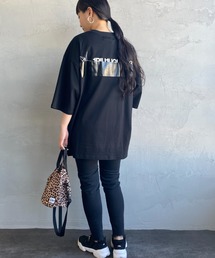 [1PIU1UGUALE3 RELAX/ウノピゥウノウグァーレトレ リラックス] 別注 ダブルプリント ショートスリーブTシャツ