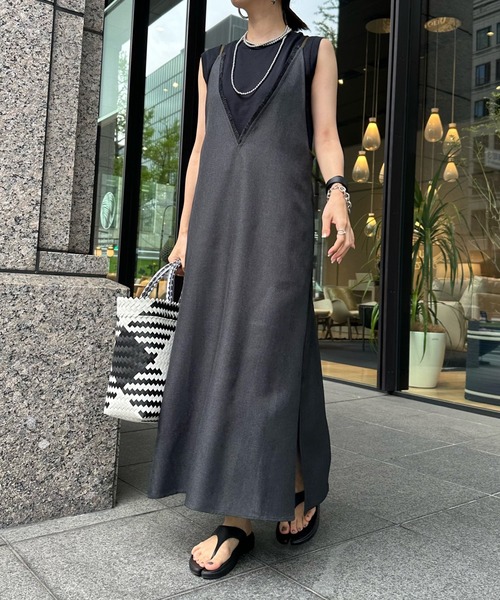 美品 DouDouリネン混セットロングワンピース ドゥドゥ 半袖 ベージュ 麻混 リネン混6分袖ドロストシアーブラウス | DOUDOU(ドゥドゥ