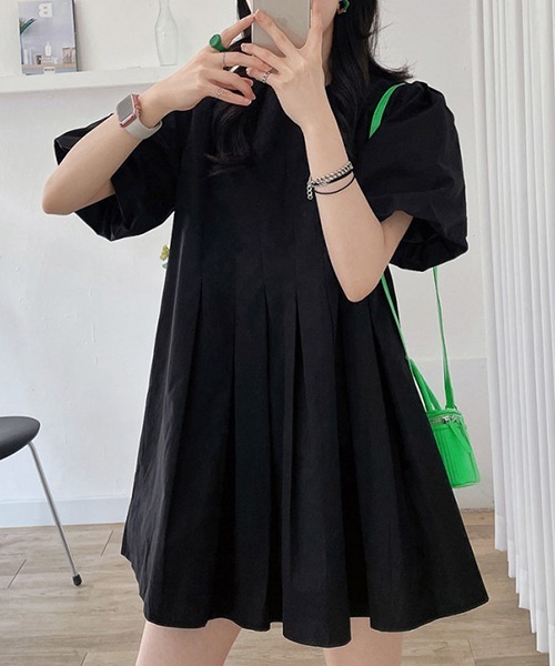 FREE STYLISTS(フリー スタイリスト)の「YUGA_YGMC ランタンスリーブ フレアミニワンピース(ワンピース・レディース・ブラック/オフホワイト/ホワイト・FREE)」の14枚目の写真