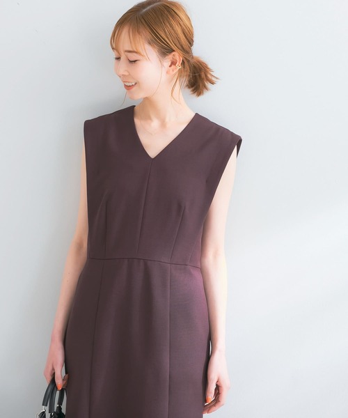 新品未使用　アーバンリサーチ　ROSSO リネン混Vネックストレートワンピース URBAN RESEARCH ROSSO WOMEN（アーバンリサーチ ロッソ）の