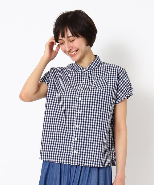 LAURA ASHLEY（ローラアシュレイ）の「ラウンドカラーブラウス半袖（シャツ/ブラウス・レディース・ネイビー系2/ネイビー系1・38）」の3枚目の写真