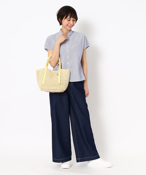 LAURA ASHLEY（ローラアシュレイ）の「ラウンドカラーブラウス半袖（シャツ/ブラウス・レディース・ネイビー系2/ネイビー系1・38）」の4枚目の写真