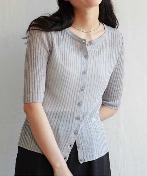 VENCEEXCHANGE（ヴァンスエクスチェンジ）の「ラメシアーリブ2WAYカーディガン（カーディガン/ボレロ・レディース・ベージュ/ブラウン/グレー/ブラック・FREE）」の5枚目の写真