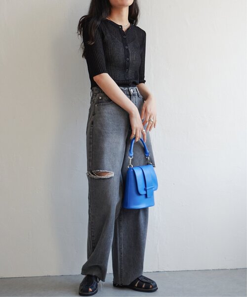 VENCEEXCHANGE（ヴァンスエクスチェンジ）の「ラメシアーリブ2WAYカーディガン（カーディガン/ボレロ・レディース・ベージュ/ブラウン/グレー/ブラック・FREE）」の9枚目の写真