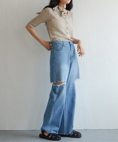 VENCEEXCHANGE（ヴァンスエクスチェンジ）の「ラメシアーリブ2WAYカーディガン（カーディガン/ボレロ・レディース・ベージュ/ブラウン/グレー/ブラック・FREE）」の13枚目の写真