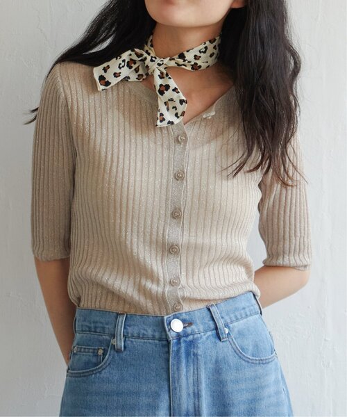 VENCEEXCHANGE（ヴァンスエクスチェンジ）の「ラメシアーリブ2WAYカーディガン（カーディガン/ボレロ・レディース・ベージュ/ブラウン/グレー/ブラック・FREE）」の14枚目の写真