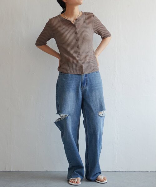 VENCEEXCHANGE（ヴァンスエクスチェンジ）の「ラメシアーリブ2WAYカーディガン（カーディガン/ボレロ・レディース・ベージュ/ブラウン/グレー/ブラック・FREE）」の15枚目の写真