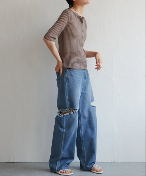 VENCEEXCHANGE（ヴァンスエクスチェンジ）の「ラメシアーリブ2WAYカーディガン（カーディガン/ボレロ・レディース・ベージュ/ブラウン/グレー/ブラック・FREE）」の16枚目の写真