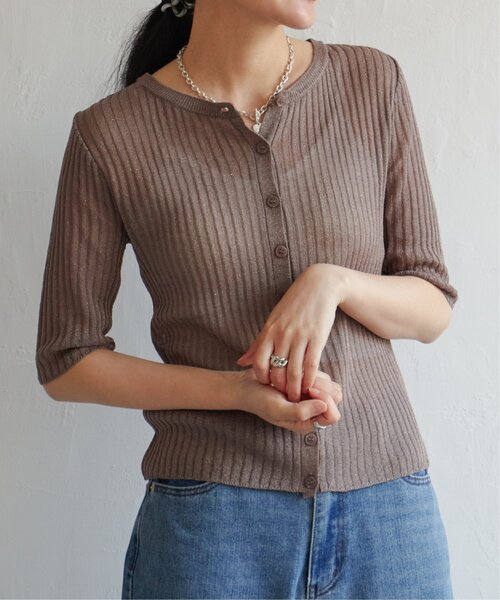 VENCEEXCHANGE（ヴァンスエクスチェンジ）の「ラメシアーリブ2WAYカーディガン（カーディガン/ボレロ・レディース・ベージュ/ブラウン/グレー/ブラック・FREE）」の17枚目の写真