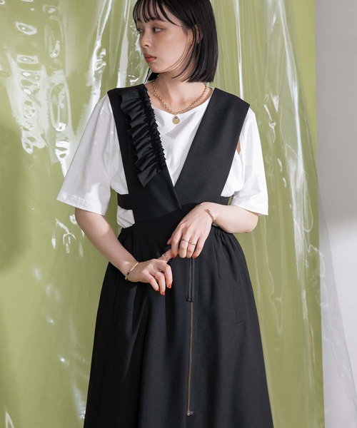 【エイミーロウ】アシメフリルジャンパースカート 今 話題 の 人気 商品 Eimee ジャンパースカート Law（エイミー