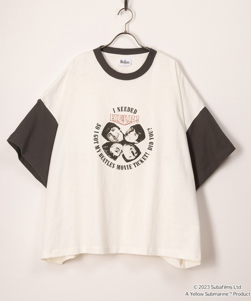 The Beatles(ザビートルズ)の「【THE BEATLES】スーパーワイドシルエットサークルデザインTシャツ(Tシャツ/カットソー・メンズ・チャコールグレー/ホワイト/ホワイト系その他・L/M)」の1枚目の写真