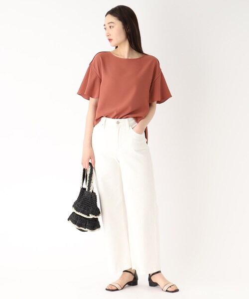 OPAQUE.CLIP(オペークドットクリップ)の「◆パイピングフレアスリーブブラウス【イージーケア/洗濯機洗い可】(シャツ/ブラウス・レディース・チャコールグレー/ブラック系4/キャメル/ホワイト系7・36/38/40/42)」の17枚目の写真