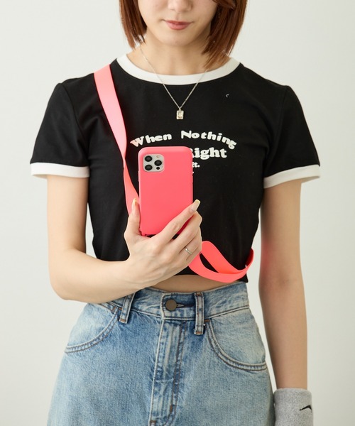 tolene(トレネ)の「クロップドリンガーTシャツ(Tシャツ/カットソー・レディース・ブラック・FREE)」の4枚目の写真