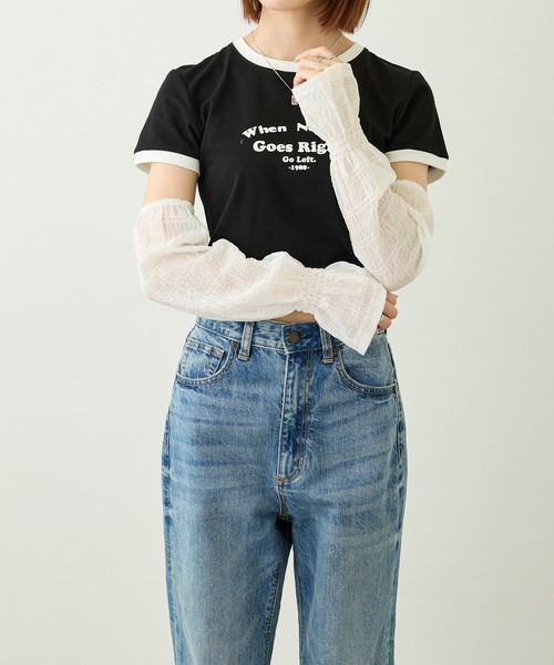 tolene(トレネ)の「クロップドリンガーTシャツ(Tシャツ/カットソー・レディース・ブラック・FREE)」の3枚目の写真
