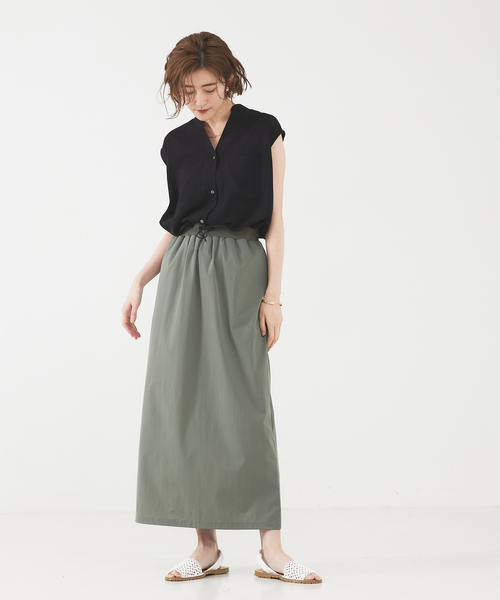 abahouse mavie（アバハウスマヴィ）の「レーヨンリネンノースリーブシャツ（シャツ/ブラウス・レディース・ブルー/ブラック/ライトベージュ/ピンク・フリー）」の21枚目の写真