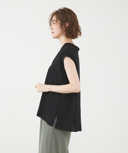 abahouse mavie（アバハウスマヴィ）の「レーヨンリネンノースリーブシャツ（シャツ/ブラウス・レディース・ブルー/ブラック/ライトベージュ/ピンク・フリー）」の18枚目の写真