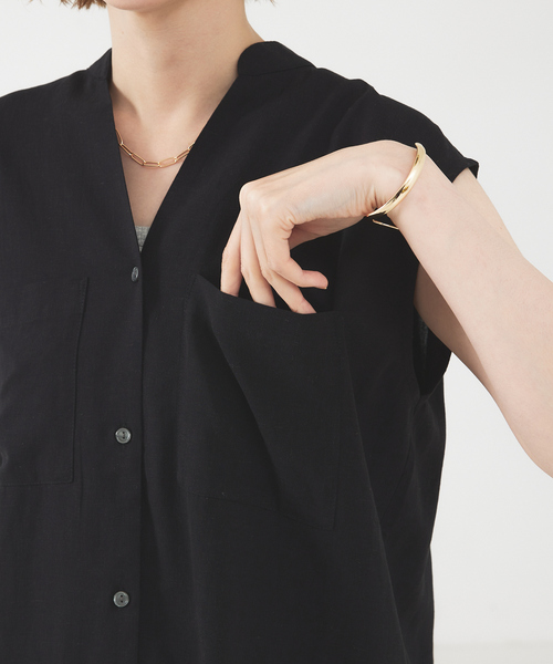 abahouse mavie（アバハウスマヴィ）の「レーヨンリネンノースリーブシャツ（シャツ/ブラウス・レディース・ブルー/ブラック/ライトベージュ/ピンク・フリー）」の12枚目の写真