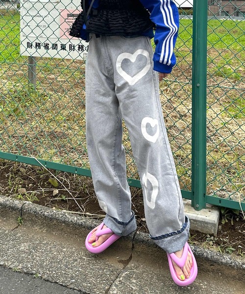 Alley by w closet（アリーバイダブルクローゼット）の「【Alley】プリントデザインデニムパンツ（デニムパンツ・レディース・ブルー系その他/ブルー・FREE）」の9枚目の写真