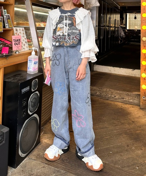 Alley by w closet（アリーバイダブルクローゼット）の「【Alley】プリントデザインデニムパンツ（デニムパンツ・レディース・ブルー系その他/ブルー・FREE）」の13枚目の写真