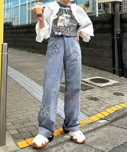 Alley by w closet（アリーバイダブルクローゼット）の「【Alley】プリントデザインデニムパンツ（デニムパンツ・レディース・ブルー系その他/ブルー・FREE）」の17枚目の写真