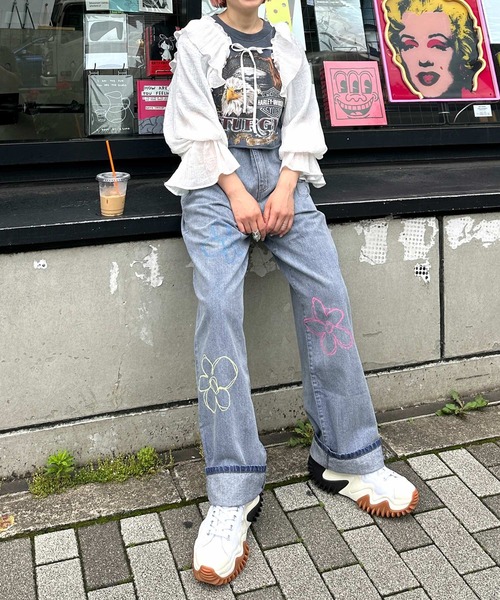 Alley by w closet（アリーバイダブルクローゼット）の「【Alley】プリントデザインデニムパンツ（デニムパンツ・レディース・ブルー系その他/ブルー・FREE）」の20枚目の写真