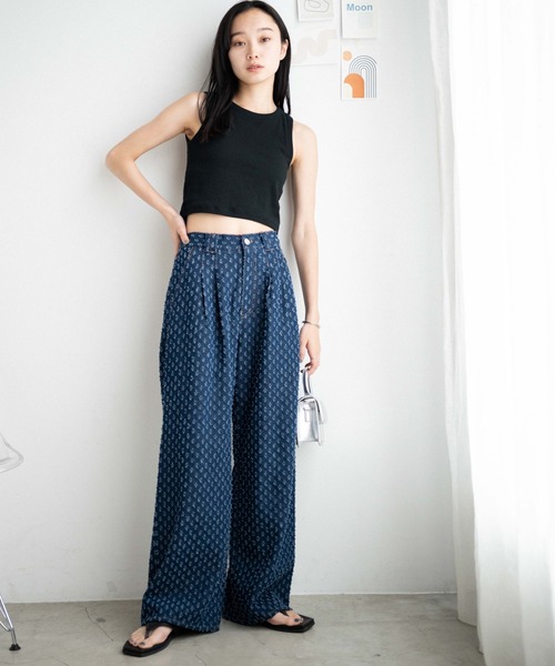 WEGO（ウィゴー）の「WEGO/パンチングデニムタックバギーパンツ（デニムパンツ・レディース・ダークインディゴブルー・FREE）」の7枚目の写真