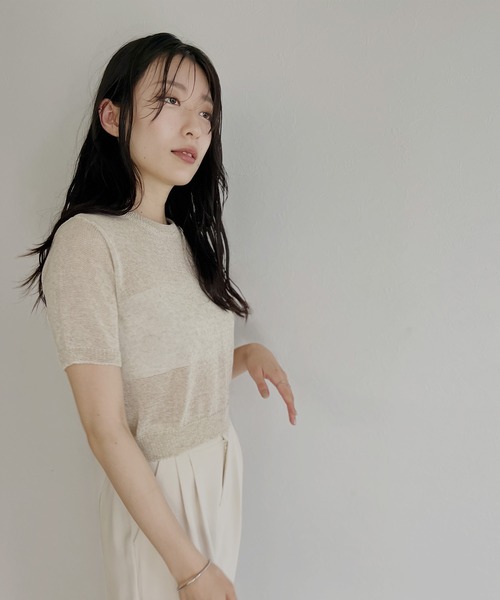 ISOOK(アイスー)の「【ZOZO限定】Back open sheer summer knit / バックオープンシアーサマーニット(ニット/セーター・レディース・ライトベージュ/ミント・FREE)」の14枚目の写真