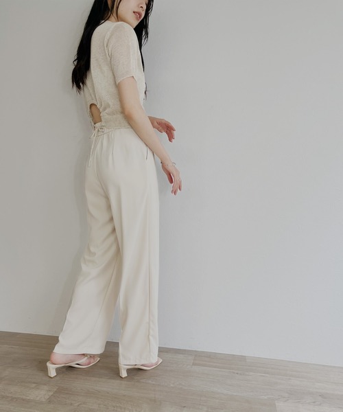 ISOOK(アイスー)の「【ZOZO限定】Back open sheer summer knit / バックオープンシアーサマーニット(ニット/セーター・レディース・ライトベージュ/ミント・FREE)」の7枚目の写真
