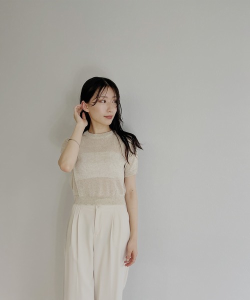 ISOOK(アイスー)の「【ZOZO限定】Back open sheer summer knit / バックオープンシアーサマーニット(ニット/セーター・レディース・ライトベージュ/ミント・FREE)」の8枚目の写真