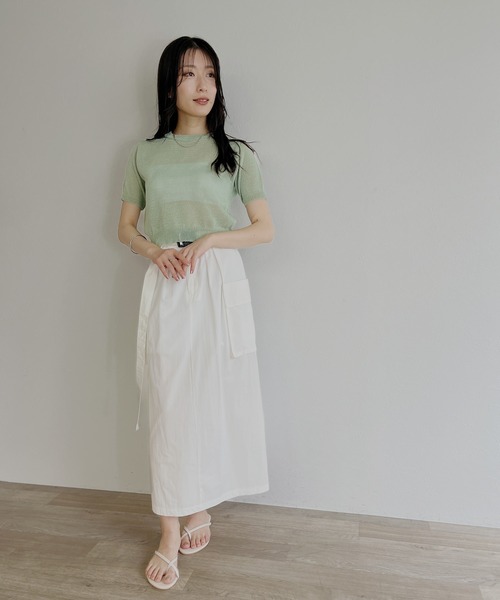 ISOOK(アイスー)の「【ZOZO限定】Back open sheer summer knit / バックオープンシアーサマーニット(ニット/セーター・レディース・ライトベージュ/ミント・FREE)」の21枚目の写真