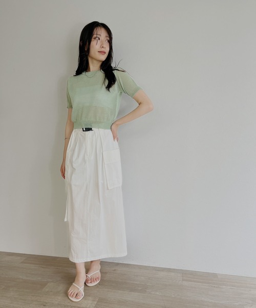 ISOOK(アイスー)の「【ZOZO限定】Back open sheer summer knit / バックオープンシアーサマーニット(ニット/セーター・レディース・ライトベージュ/ミント・FREE)」の18枚目の写真